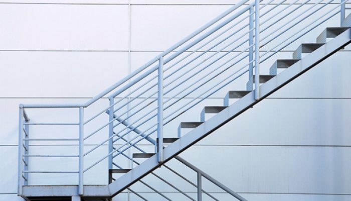 Security stairs in a building. Safety concept